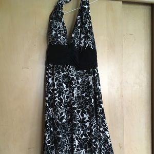 Black and white halter dress